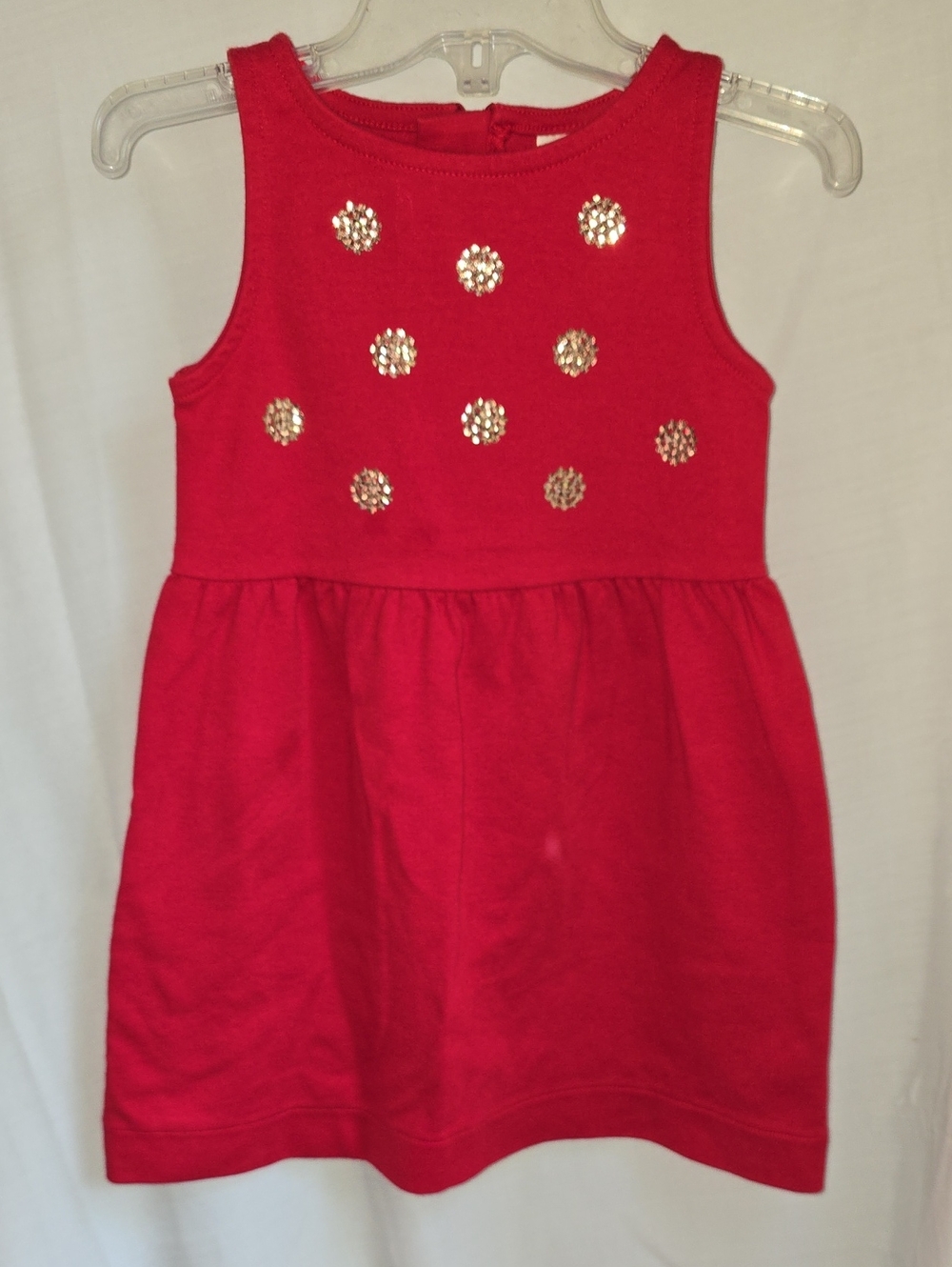 OshKosh B'gosh Red Sleeveless Dress with Gold Sequin Dots